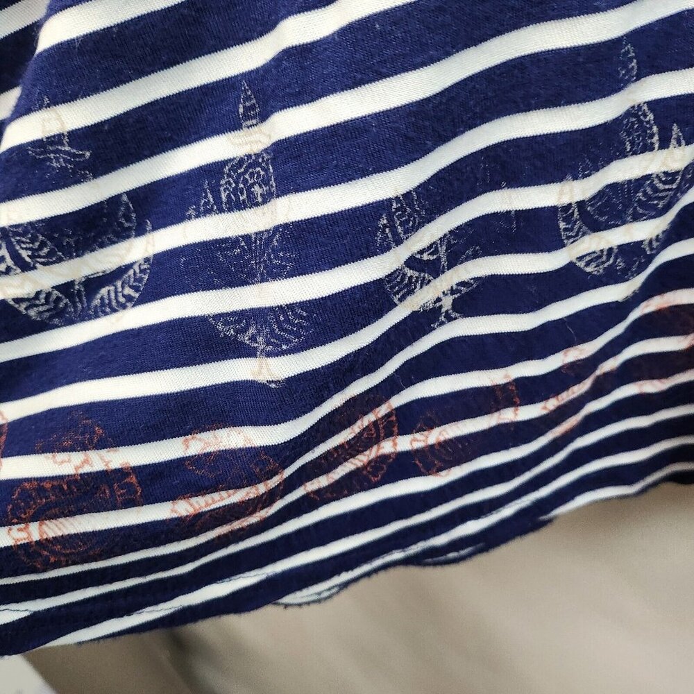 Vintage Free People Womens BOHO Tank Top XS Blue White Embroidered Striped - Picture 3 of 9